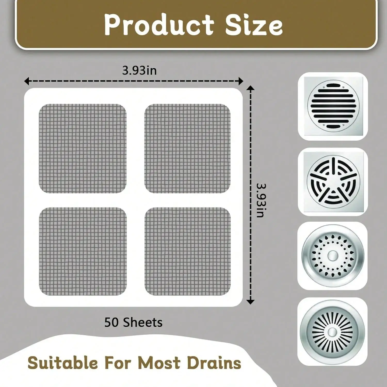 60pcs Mesh Sticker Anti-Clog Drain Filter - Disposable Protector for Kitchen Sink, Bathroom & Bathtub Hair