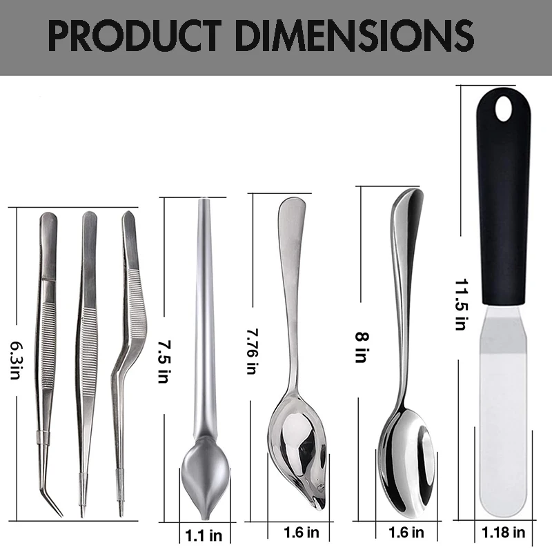 Set di 2 pinzette da cucina e cucina in acciaio inox con punte seghettate di precisione per cucinare cibo design, decorazione, decorazione di torte