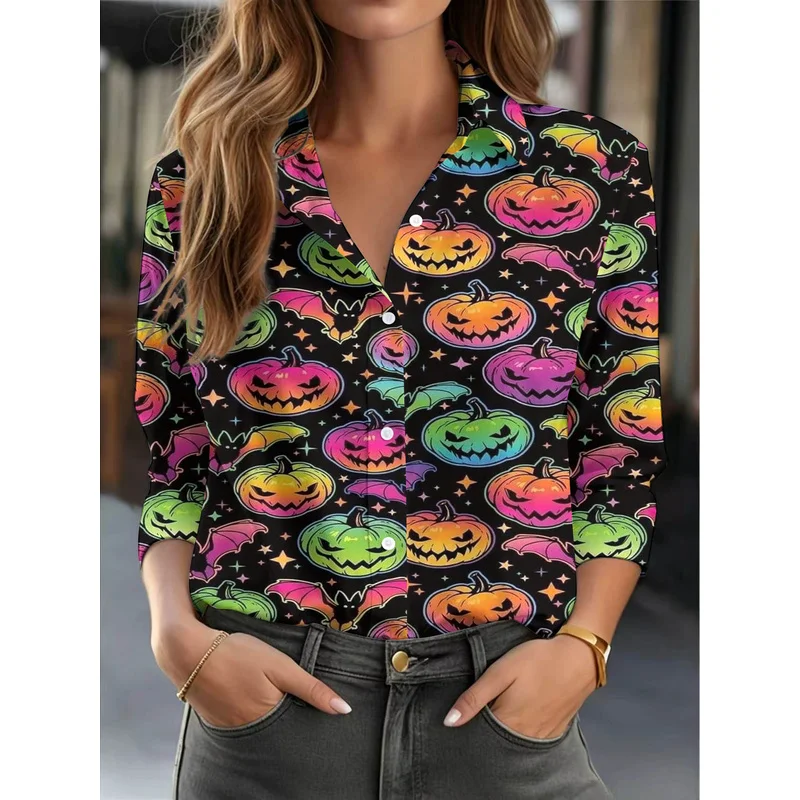 Skin-friendly breathable comfortable and versatile women's long-sleeve top suitable for casual travel and Halloween outfits