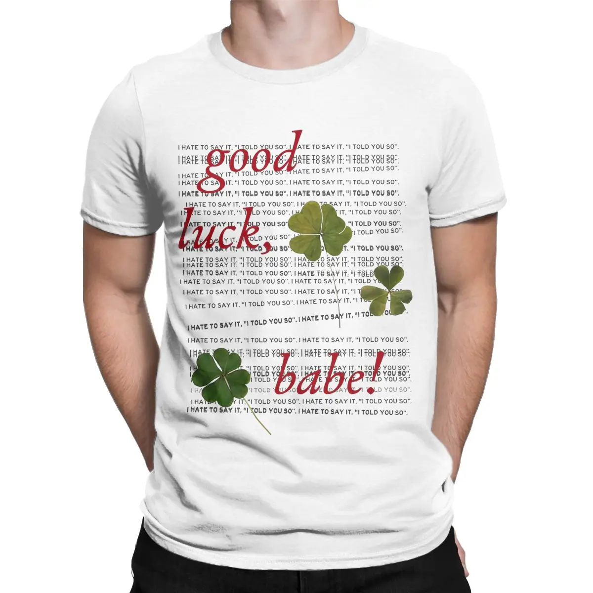 Men T-Shirts Good Luck Babe Chappell Roan Humorous Pure Cotton Tee Shirt Short Sleeve T Shirts Crewneck Clothes Plus Size