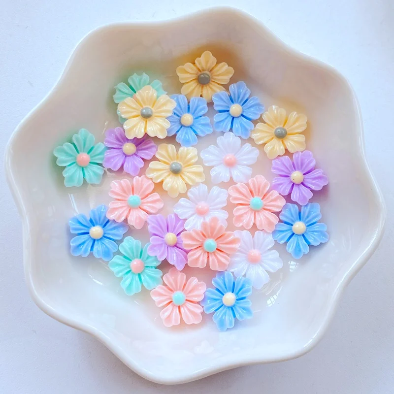 50pc 3D Resin Nail Cute Flower Head Series accessori per unghie Kawaii decorazione per unghie fai da te