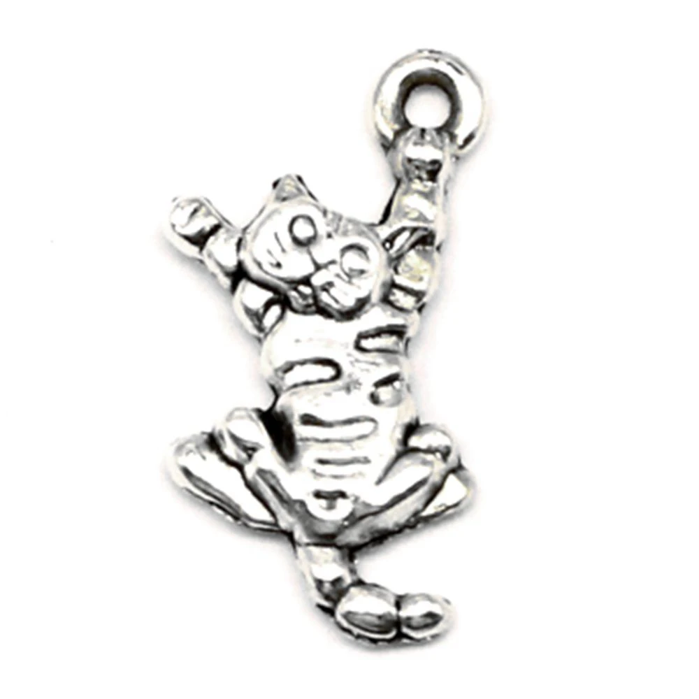 10pcs 11x22mm Cat Charms Pendant Handmade Products Best Friends Jewelry Antique Silver Color