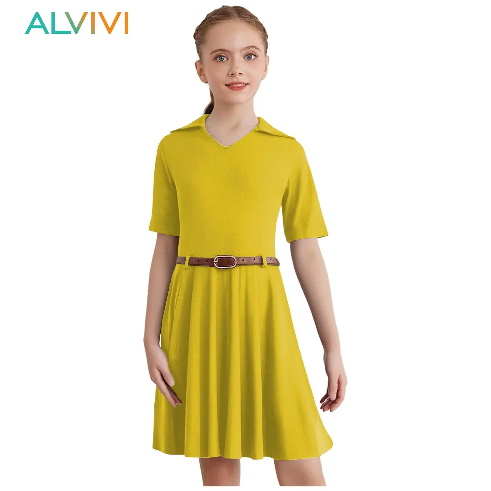 

Kids Girls Tennis Golf Athletic Dress Cheerleading Dance Costume Sequins Baseball Badminton Dress Uniform Sport Dress with Belt