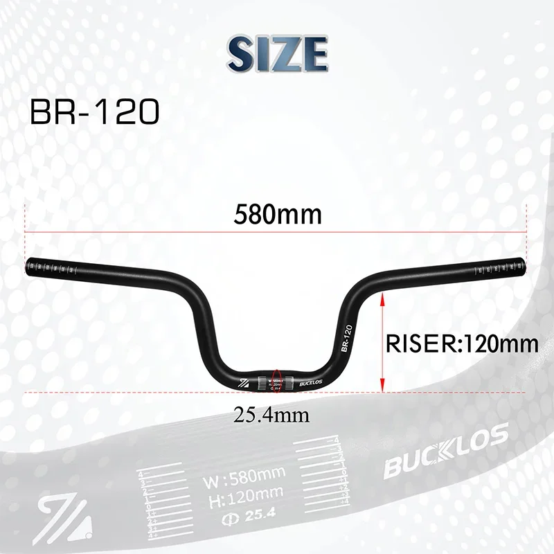 BUCKLOS Bicycle Swallow Handlebar 25.4mm 580mm Bike Riser Handlebar Aluminum Alloy Bicycle U Shaped Handle Bar for Folding Bike