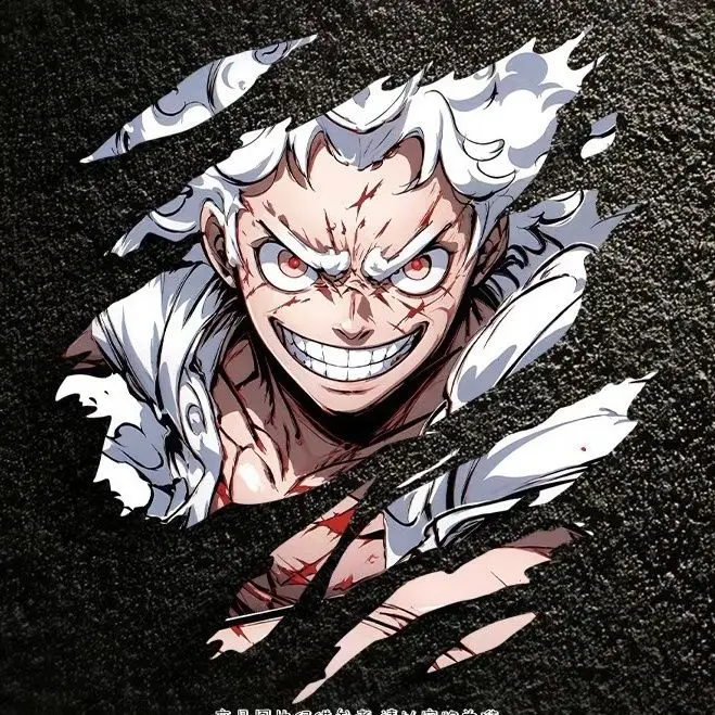 One Piece White Hair Luffy Anime Car Stickers Tear Car Window Bumper Decorative Stickers