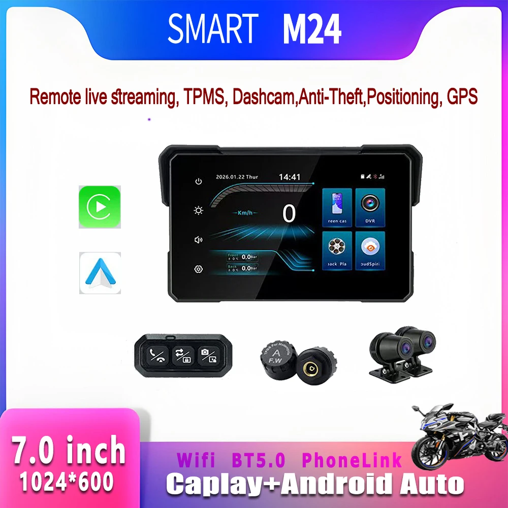 

SMART 7Inch Motorcycle Screen Motorcycle Carplay Navigation GPS Wireless Apple Carplay Android Auto Motor GPS Parking Monitoring