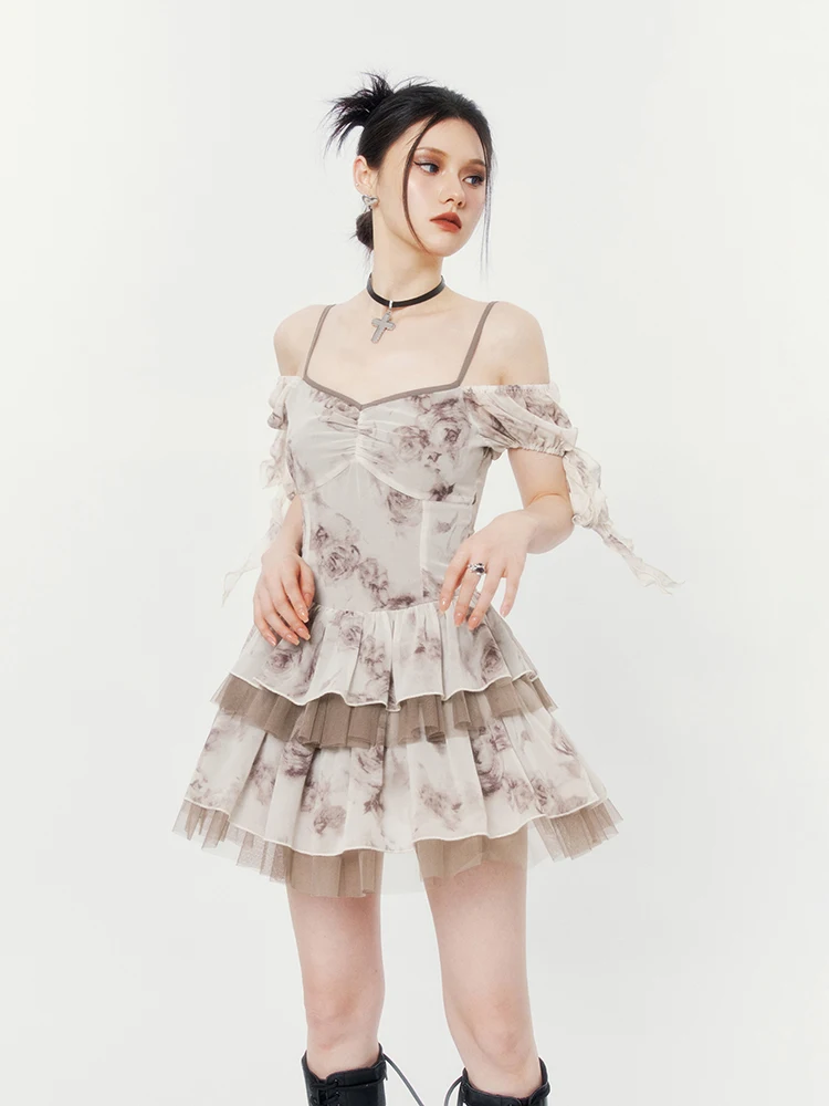 

Платье VO Desert Rose Slimming Puffy Dr с дизайнерскими бретелями, утягивающее талию, легкое, для церемоний