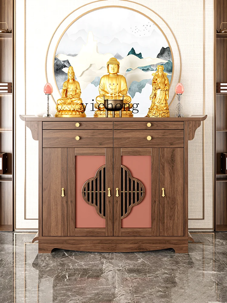 ZF Buddha Shrine Cabinet Home God of Wealth for Position Guanyin Buddha Worship Cabinet Worship Table