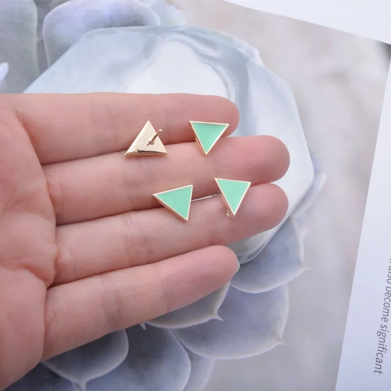 10 Stück Kupfer 18k vergoldete Emaille-Dreieck-Ohrringverbinder Ohrstecker-Set für die Herstellung von Ohrringen und Schmuck DIY – Detail 4