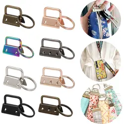 5Pcs Webbing Metal Bag Wristlets Supplies Hand Craft Key Fob Hardware Cotton Tail Clip With Key Rings Wristlet Keychain Making