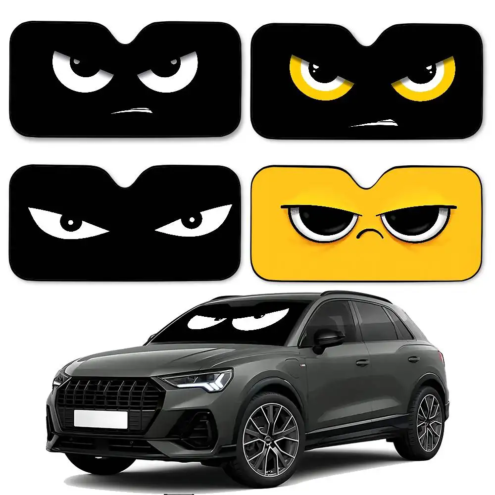 Angry Eyes Car SunShade Windshield Funny Sun Shade Foldable UV Ray Sun Visor Protector Sunshade For Front Window
