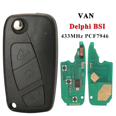 Выдвижной Ключ-пульт Jingyuqin Для Fiat Fiorino 500 Doblo Grande Punto Qubo, 2/3 Кнопки, 433 МГц, PCF7946 Delphi BSI