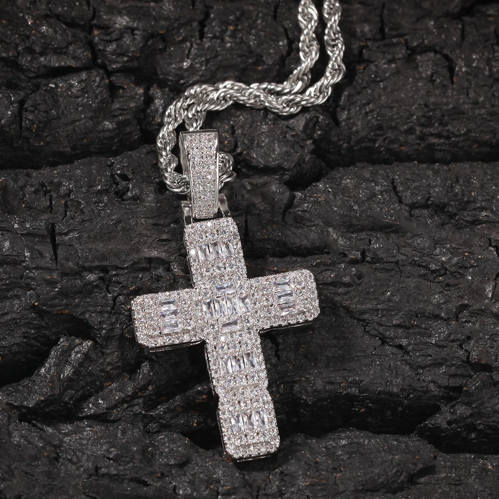 

Uwin Cross Pendant Baguetter AAA Zircon Copper Material CZ Pendant Necklace Chain Fashion Trendy Rock Women Accessories Jewelry