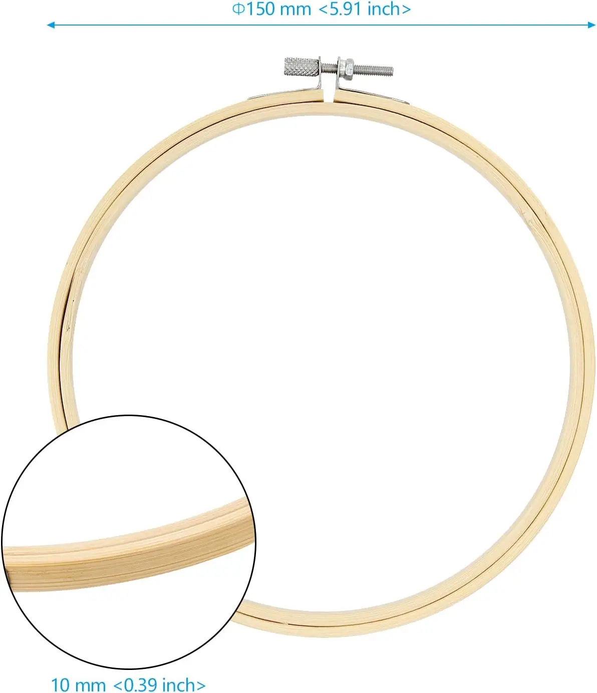 25 Pieces 6 Inch Bamboo Embroidery Hoops, Wooden Round Adjustable Bamboo Circle Cross Stitch Hoop Rings for Art Craft Handy Sewi
