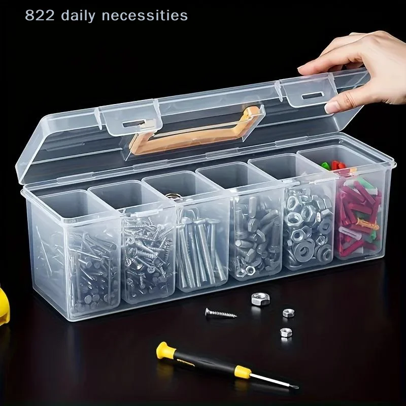 convenientMultiple Compartment Tool Organizer Set 7 Piece Portable Transparent Storage Case for Home Workshop Utility Crafts