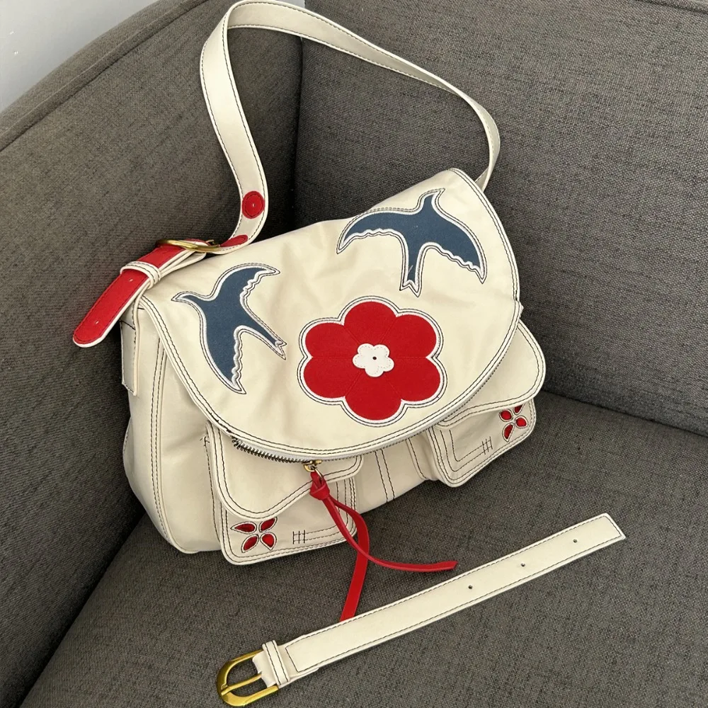 Flower Embroidery Sac Femme Multi-pocket Bags for Woman Crossbady Shoulder Bag Hit Color Bolsosmujer Practical Bolsas Bolsa