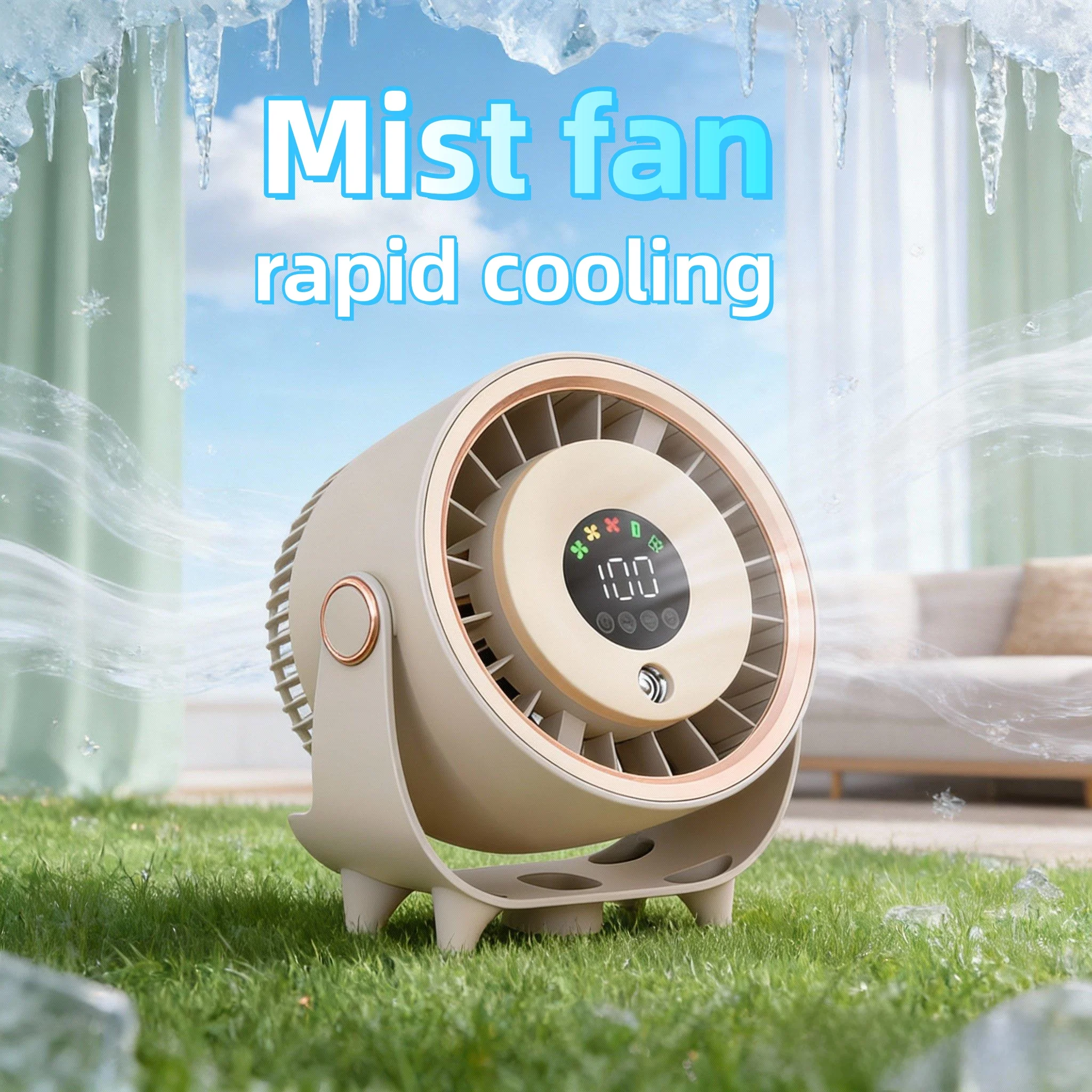 

Новый вентилятор-увлажнитель: быстрое охлаждение, отверстие для подвешивания, низкий уровень шума, цифровой дисплей, регулировка скорости кнопками, тонкое распыление