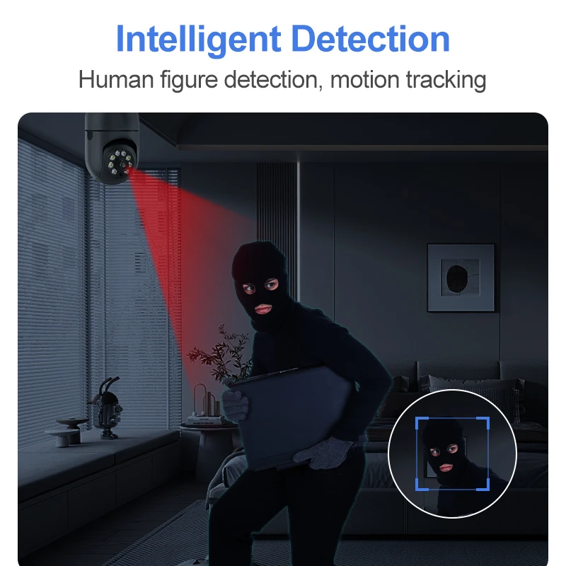 كاميرا مراقبة لمبة تتبع الإنسان التلقائي كامل اللون للرؤية الليلية مراقبة الأمن الداخلي كاميرا واي فاي كاميرا IP المنزل الذكي #4