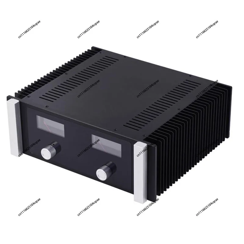Aluminum Amplifier Chassis Case With Dual VU Meters & Side Heat Sinks