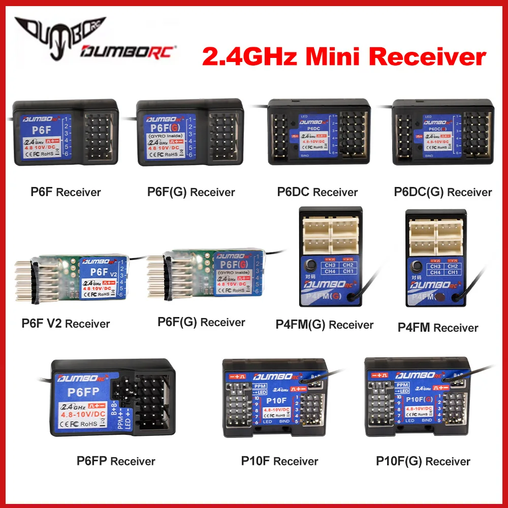 DUMBORC 2.4GHz Mini Receiver SL7F P6F P6F(G) P6DC P6DC(G) P4FM(G) P4FM P6FP P10F P10F(G) Receiver without Gyro For RC Ca