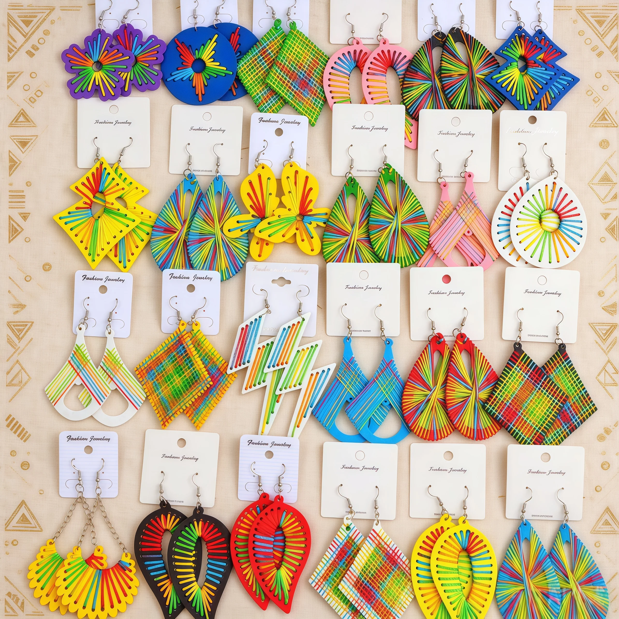 10/20Pairs/Lot Fashion Bohemian Style Colorful Wooden Women's Dangle Earrings Ethnic Style Gift Vacation Jewelry Party Additions