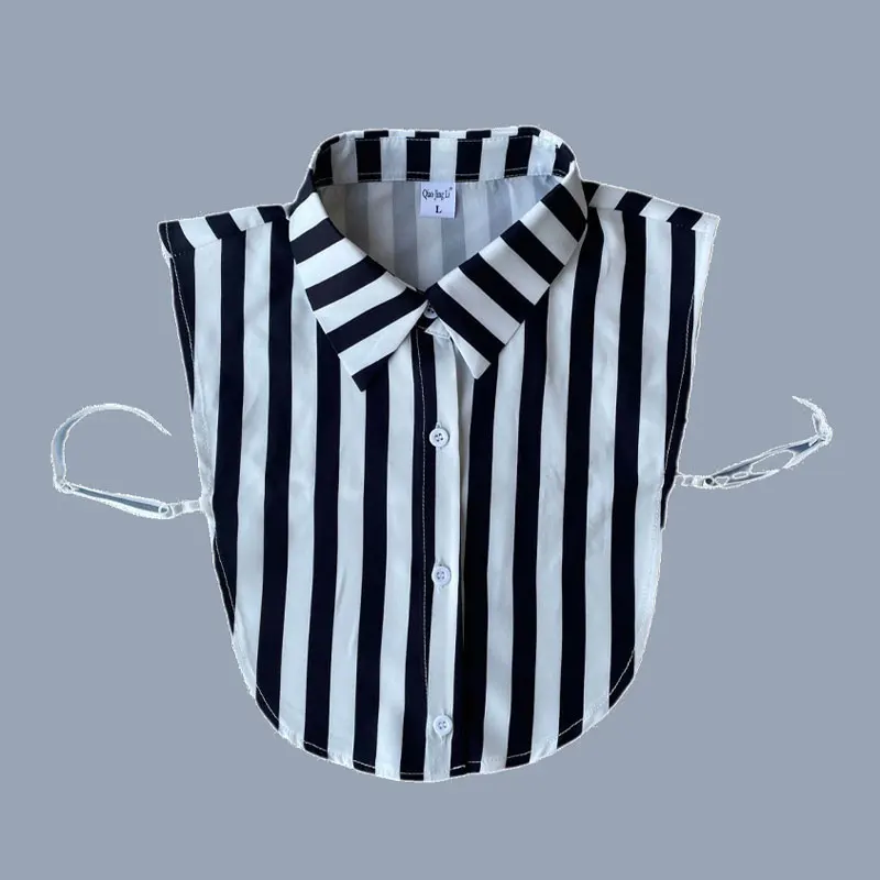 Blusa clásica versátil a cuadros con cuello falso para mujer, medias camisas con cuello Dickey desmontable, Top con cuello falso para chicas