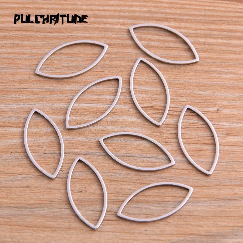 PULCHRITUDE 20Pcs 3 Size Eye Charm Stainless Steel Pendant Open Bezels Hollow Pressed Resin Frame Mold Bezel DIY Jewelry Making
