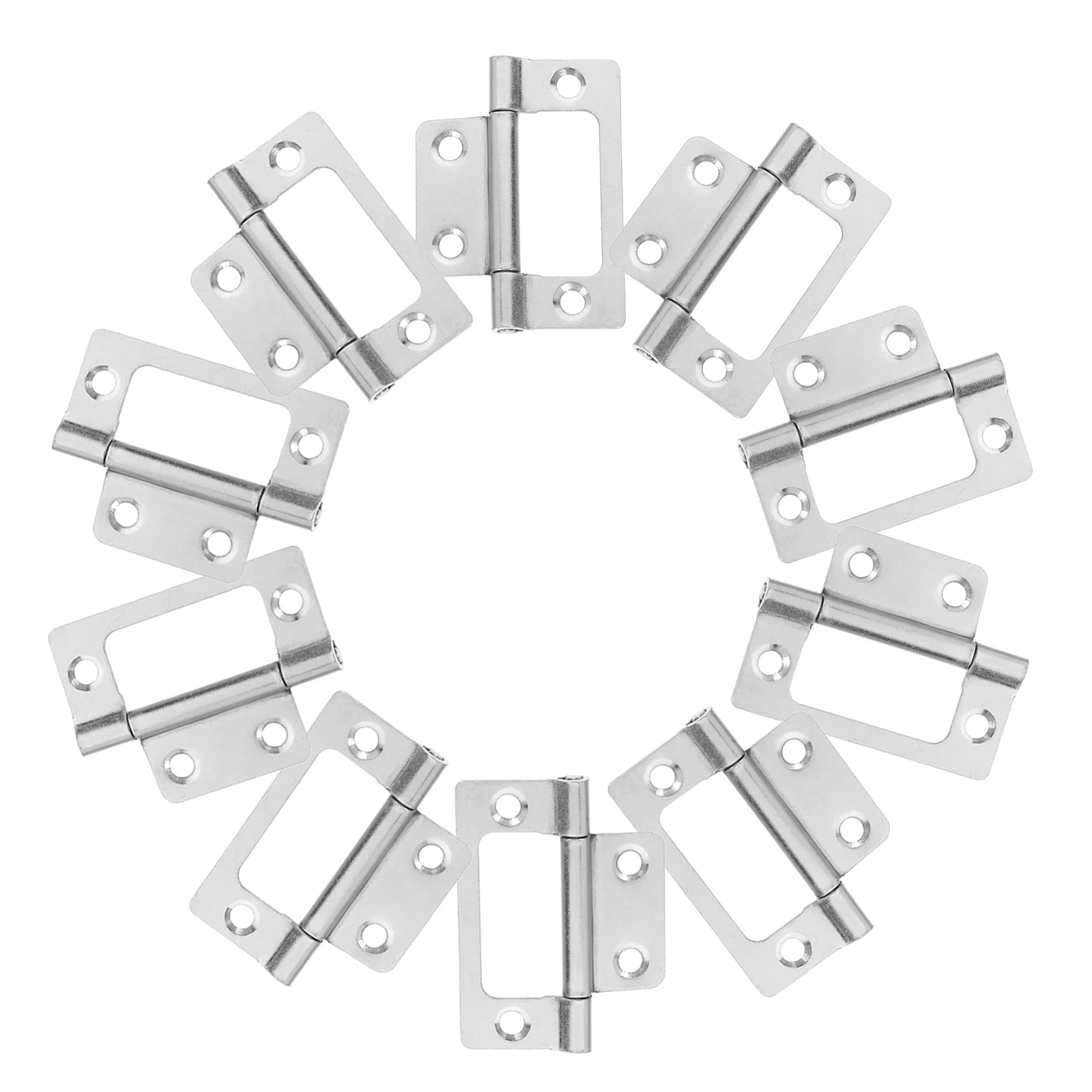 

10Pcs Heavy Duty Cabinet Door Hinges Iron Bearing Silent Mute Hinges Flat Door Parts for Kitchen Wardrobe Rv Furniture