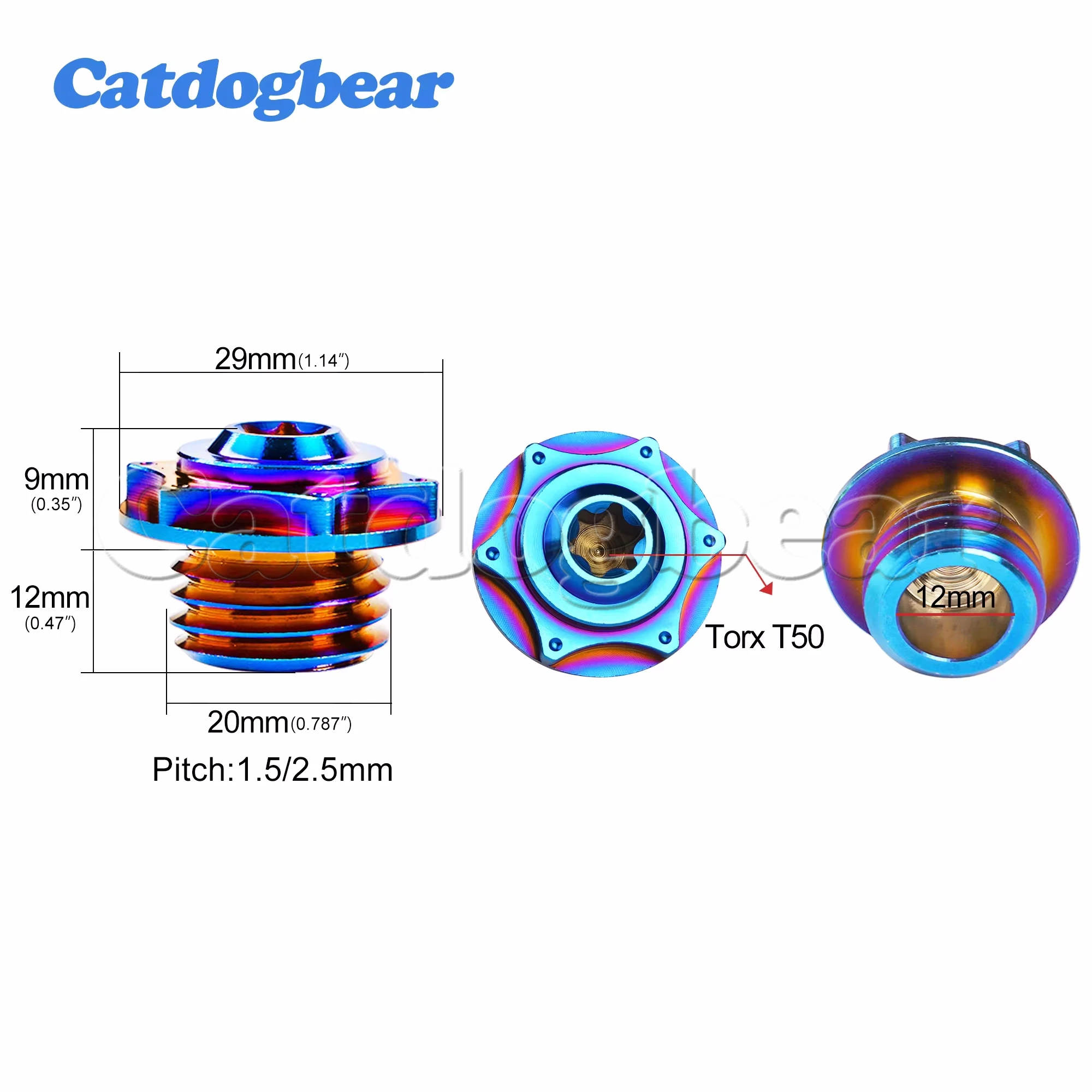 Catdogbear Titanium Bolt M20 Pitch 1.5/2.5mm Screw for Motor Bike Engine Oil Cap 1 PCS