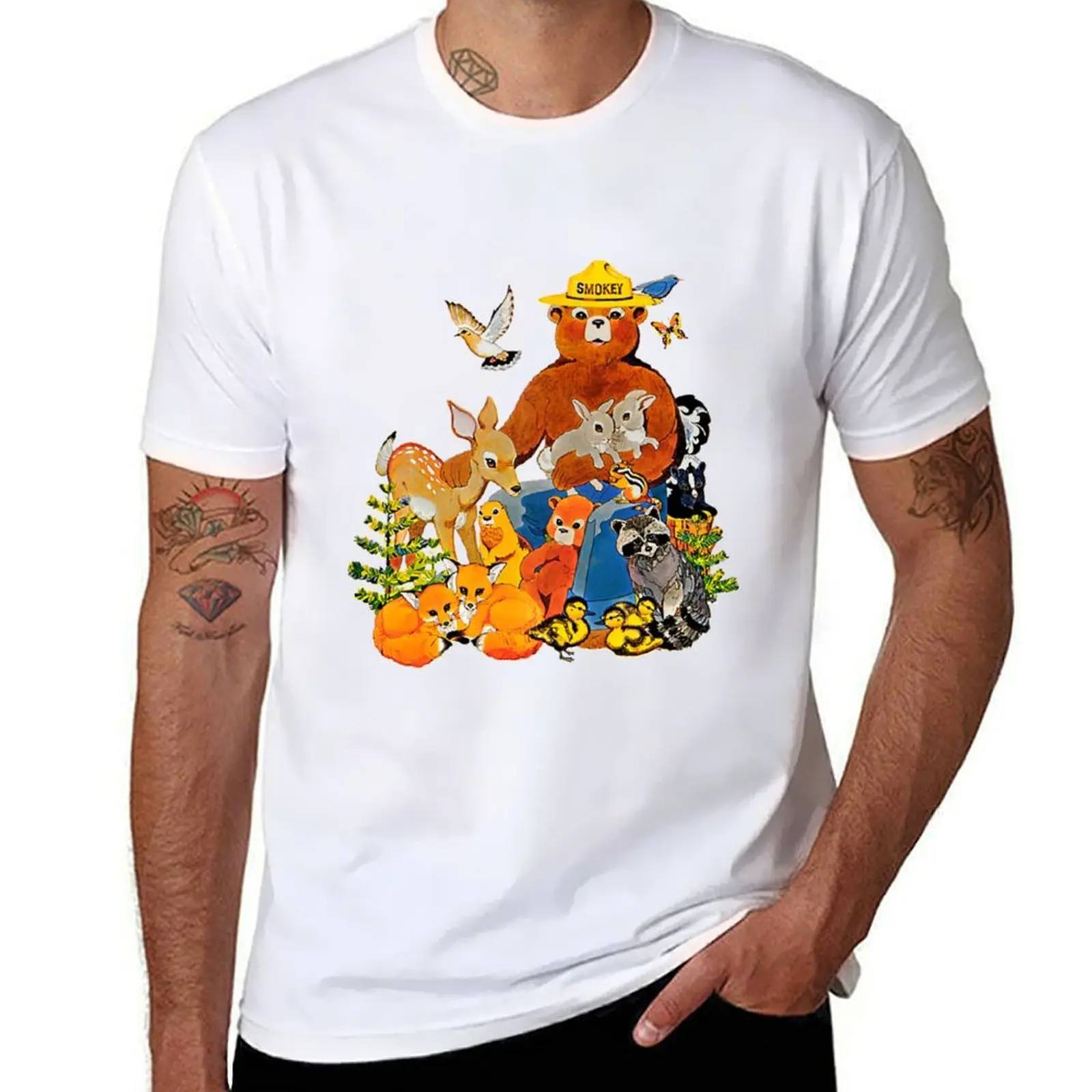 

Vintage Smokey The Bear Babes in the Woods T-Shirt cotton t shirt man man t shirts for men casual T-Shirt