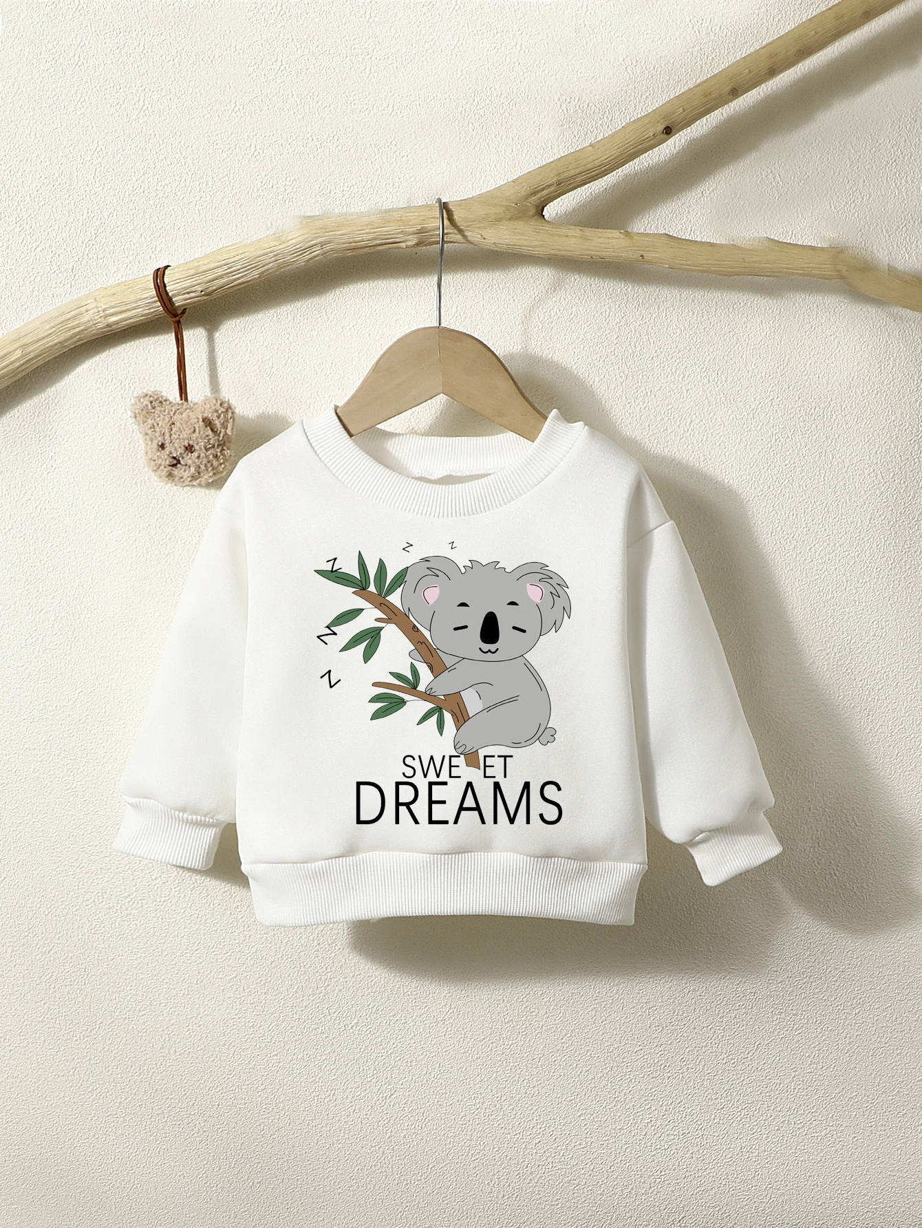 Spring And Autumn Girls  And Boys  Sweater Round Neck Long Sleeve Cartoon Bamboo Letter Top Loose And Warm