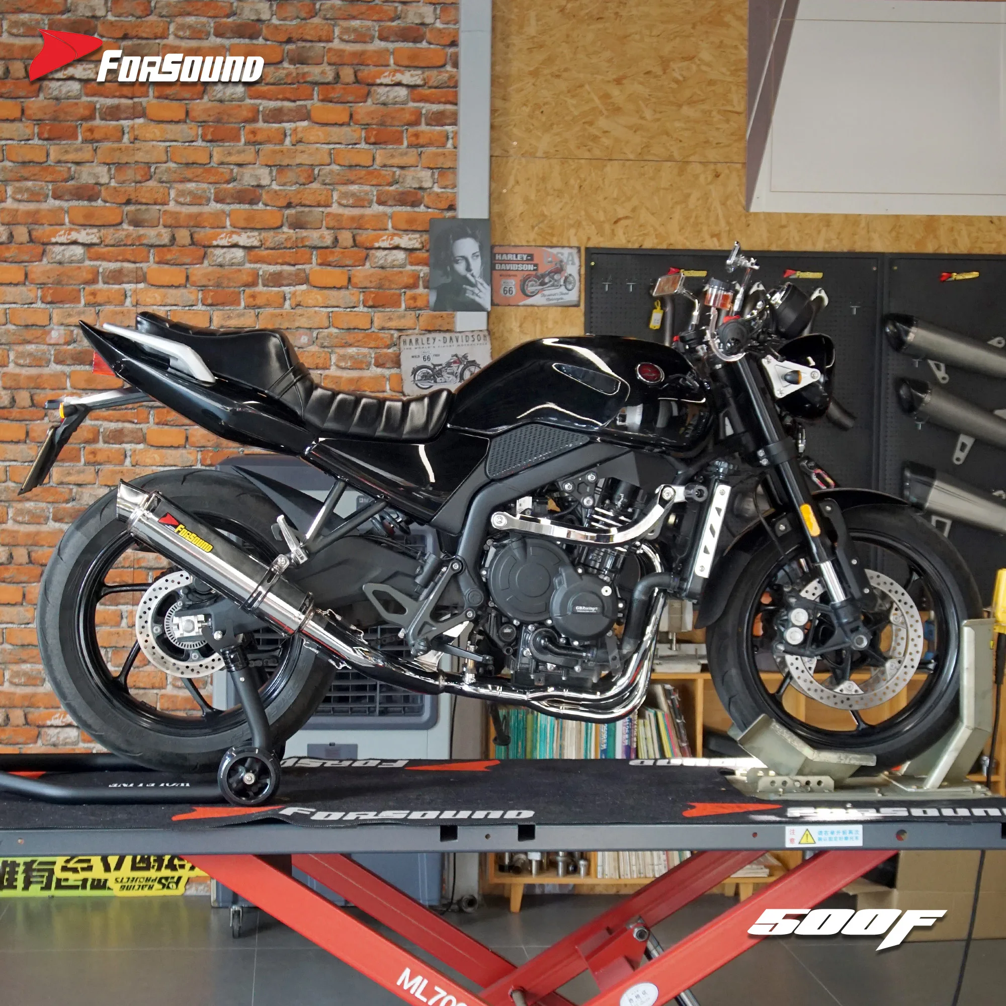 Slip-On Full Exhaust Mid Link Connect Pipe Muffler For ZXMOTO ZX500F Motorcycle Modified Accessories Removable DB Killer Fit