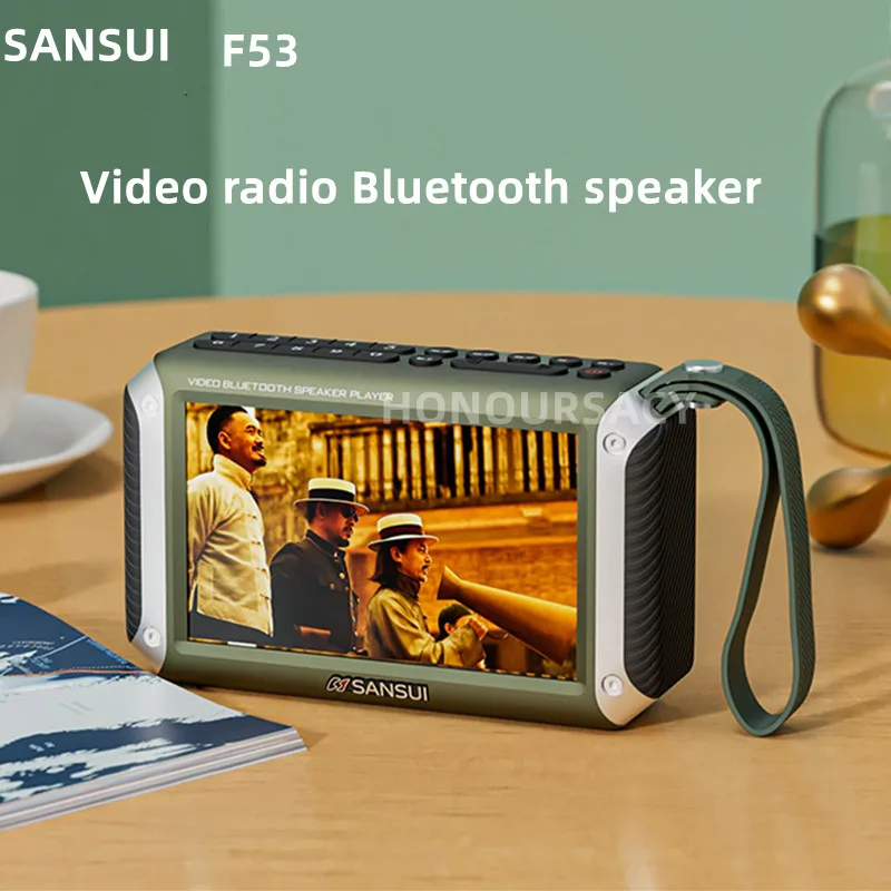 

SANSUI F53 Portable FM Radio 4.3-inch LED Display Radio Wireless Bluetooth Speaker TF Card Slot MP4 Music Player Video Boom Box