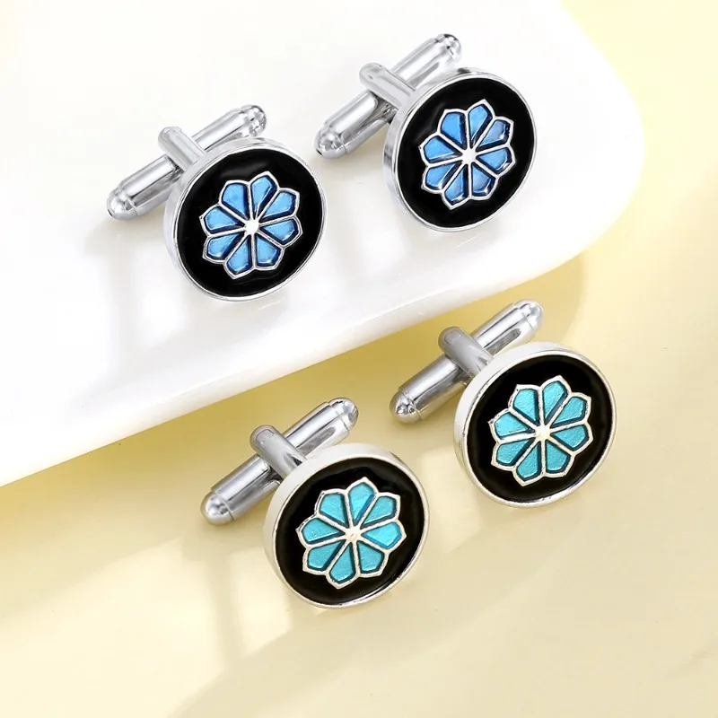 European American trendy men's French shirt cufflinks blue series crystal retro pattern business sleeve nails