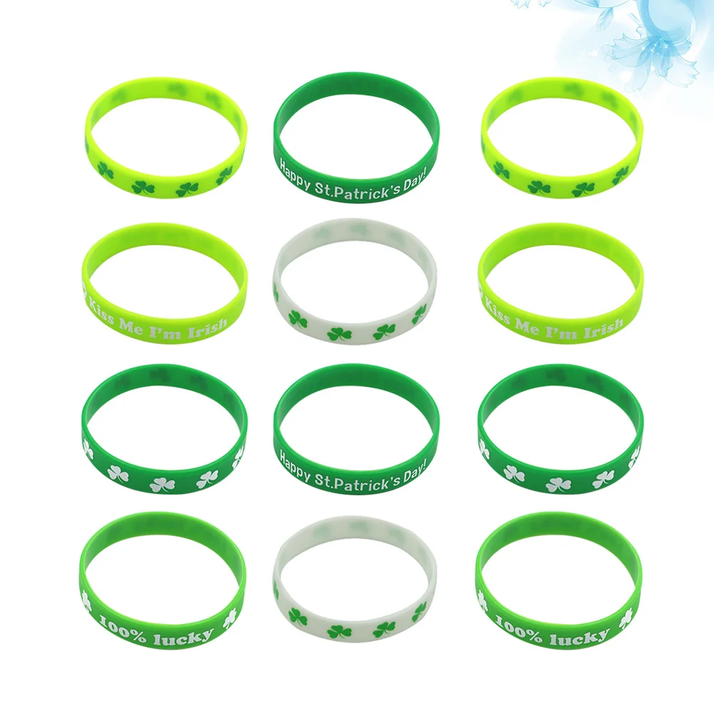 

36Pcs Green St Patricks Day Wristbands Creative Bracelets Party Hand Decoration Festival Gifts Supplies for Men Women