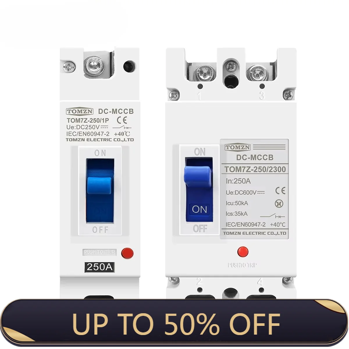 TOMZN 1P/2P DC MCCB Solar Molded Case Circuit Breaker Overload Short Circuit Protection PV Switch