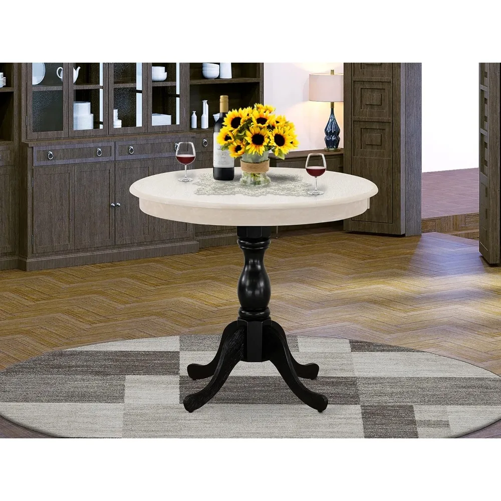 

AMT-ACB-TP Antique Dining Room Table - a Round Kitchen Table Top with Pedestal Base, 36x36 Inch, Multi-Color