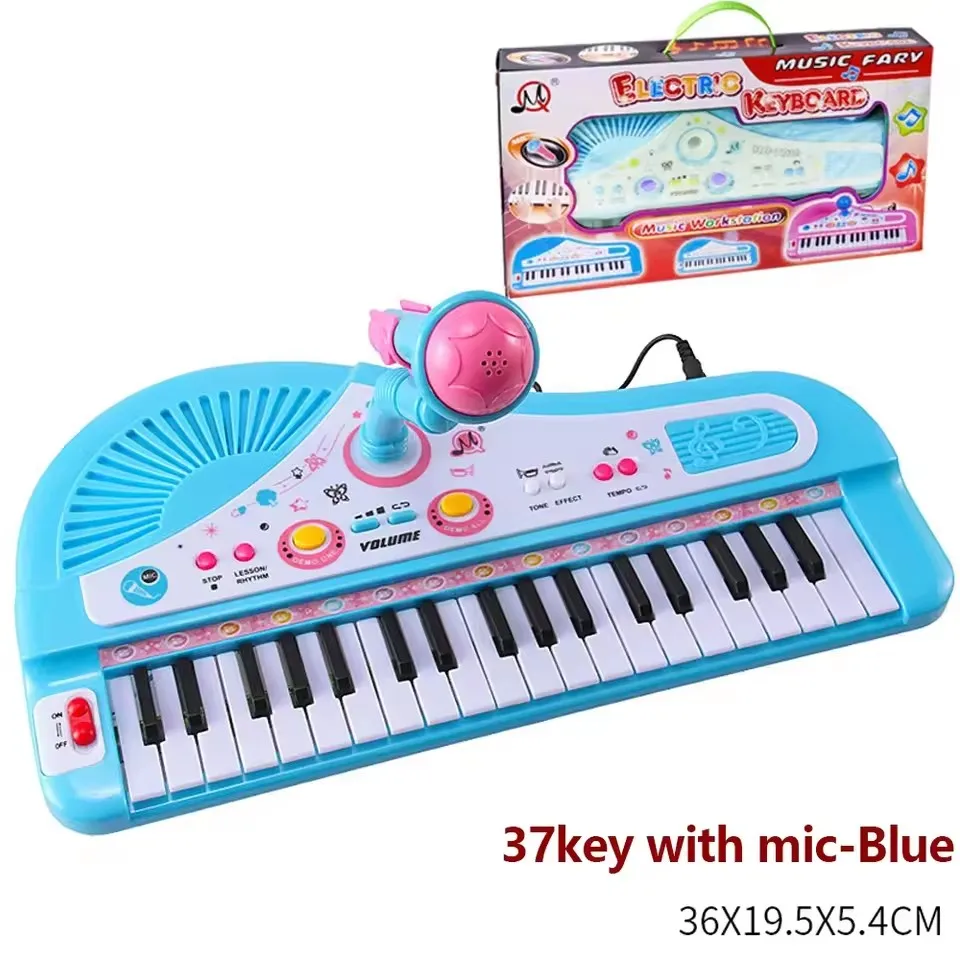 37-Tasten-Klavier mit elektronischer Tastatur für Kinder mit Mikrofon, Musikinstrument, Spielzeug, Lernspielzeug, Geschenk für Kinder, Mädchen, Jungen