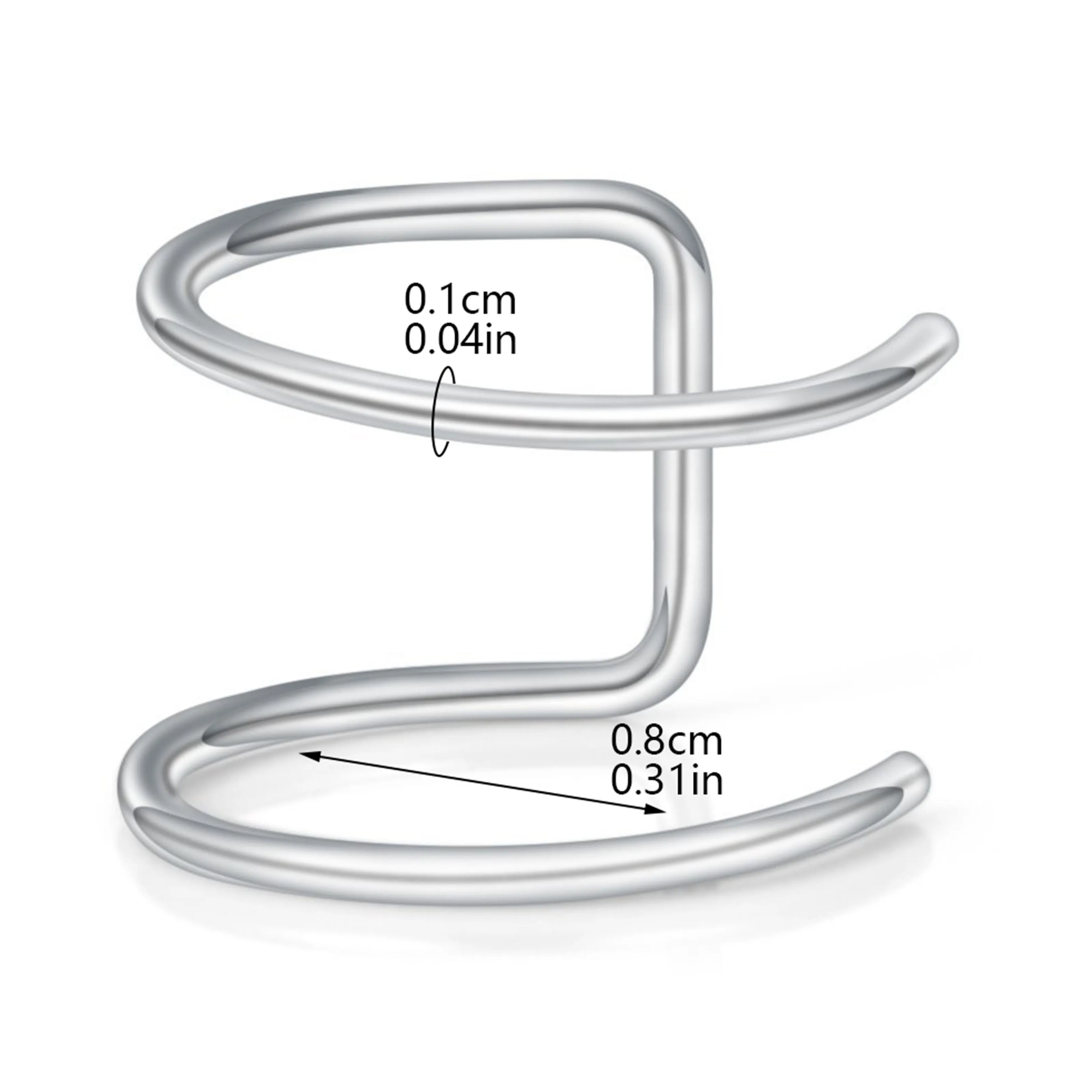 قطعتان من أصفاد الأذن الجديدة غير المثقوبة - أقراط ملفوفة مزدوجة على شكل حرف U بسيطة، متسلق الأذن من الفولاذ المقاوم للصدأ للرجال/النساء #2