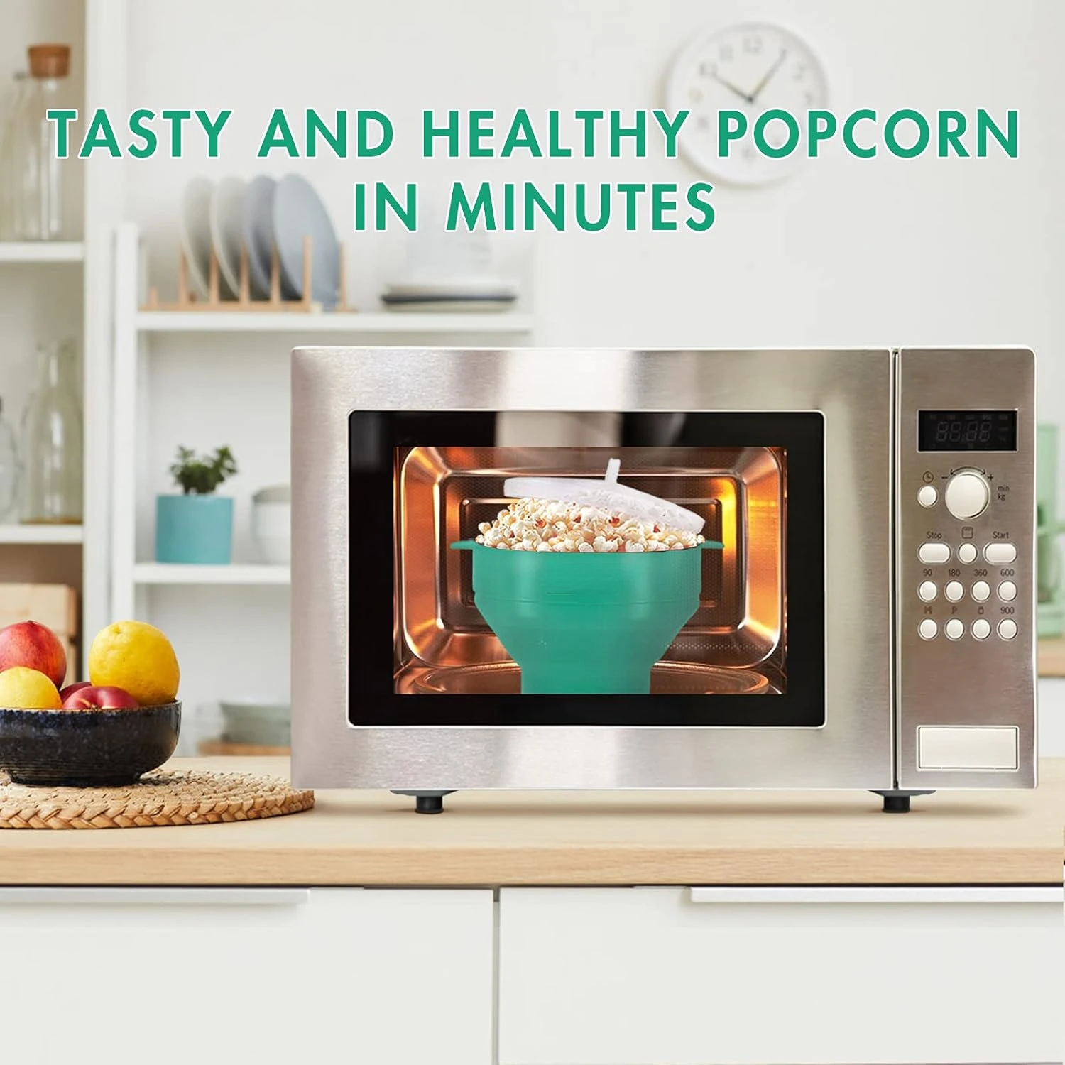 

The Original Microwaveable Silicone Popcorn Popper, BPA Free Microwave Popcorn Popper, Collapsible Microwave Popcorn Maker Bowl