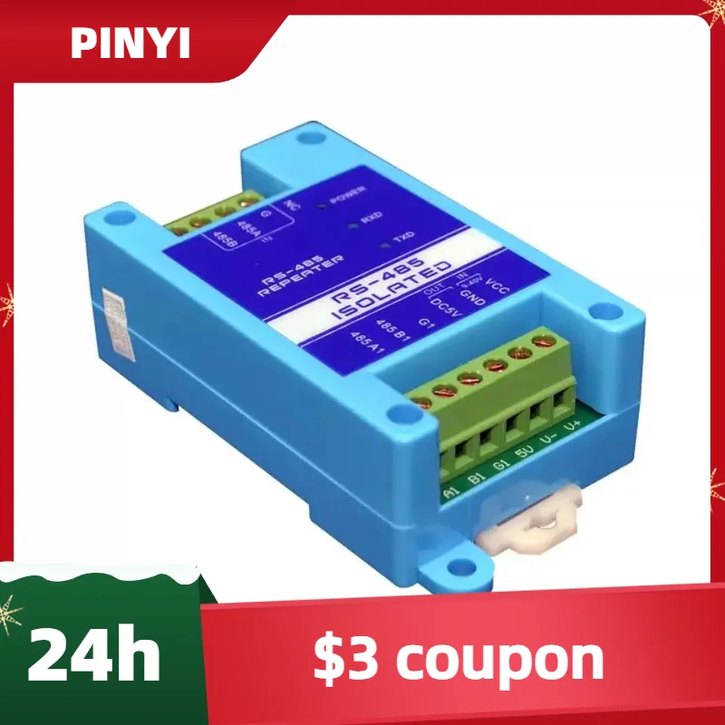 Industrial Grade 3-Terminal Fully Isolated RS485  Repeater Lightning Protection Signal Amplification Anti-interference Extender