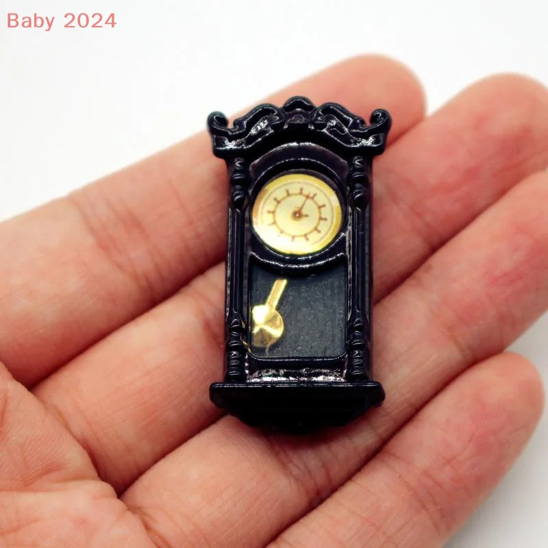 Horloge murale Vintage pour maison de poupée 1:12, pointeur de cadran, modèle miniature mobile, accessoires de salon, jouets de jeu pour enfants
