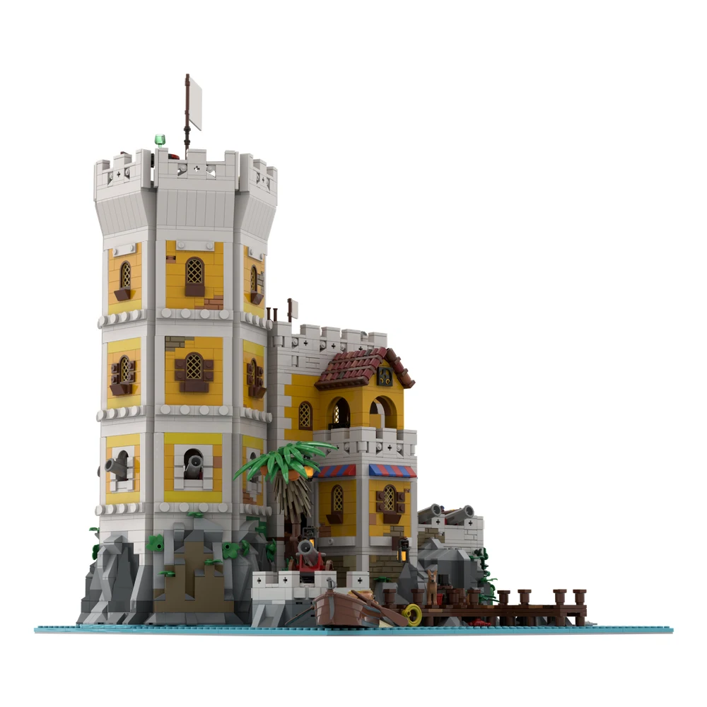 MOC Pirate Serie Fort Watchtower Priso Island Building Blocks Fortress Defense At Sea House Bricks Toys Children Birthday Gifts