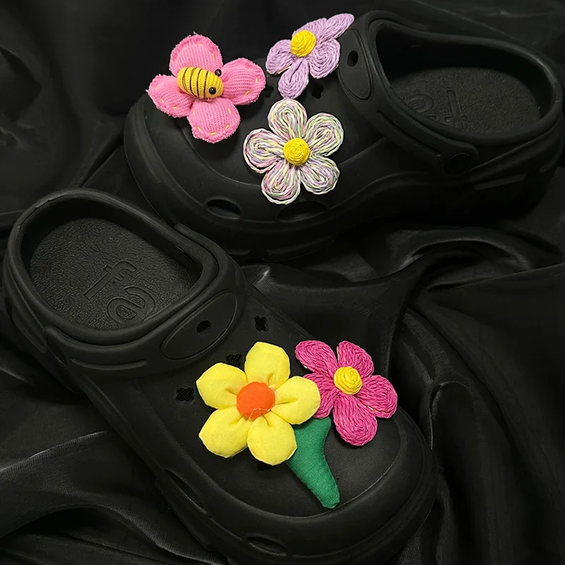 Shoe Accessories Small Daisy Honey Flower Farbic DIY Shoe Buckle Upper Buckle 3D Decoration Clogs Charms