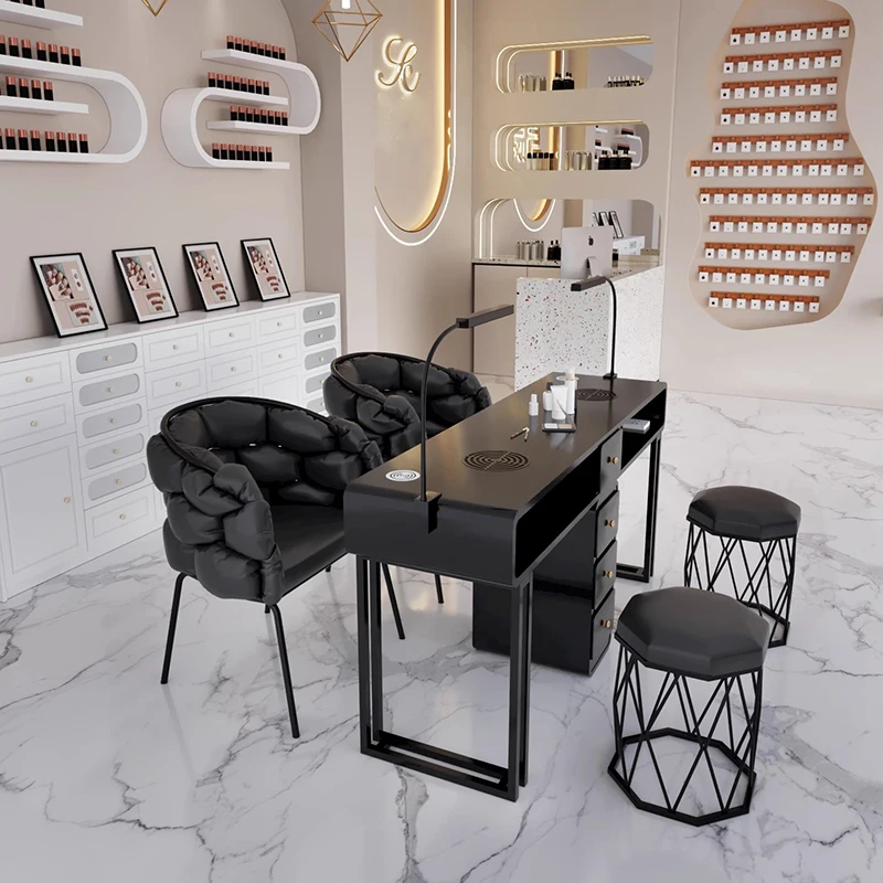 Italian Minimalist Manicure Nail Table With Drawers Multifunctional Modern Nail Table Elegant Classic Mesa Salon Furniture