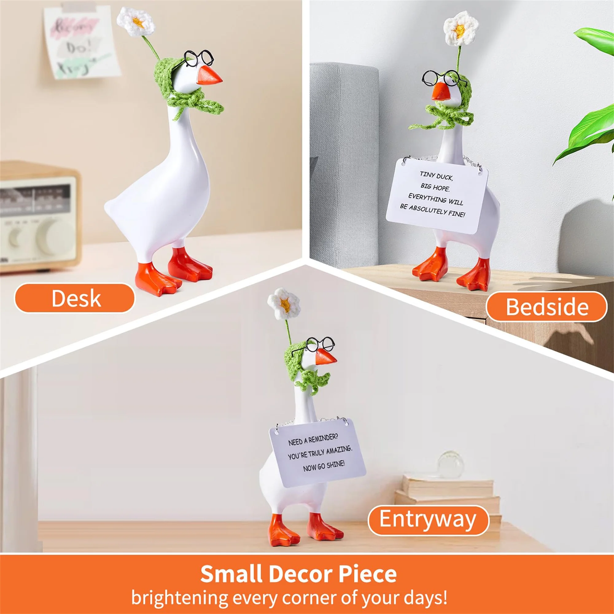 Desk Goose Accessories 7 Inches Cute Mini Goose Outfits Including Necklace Hat Glasses and Motivational Cards