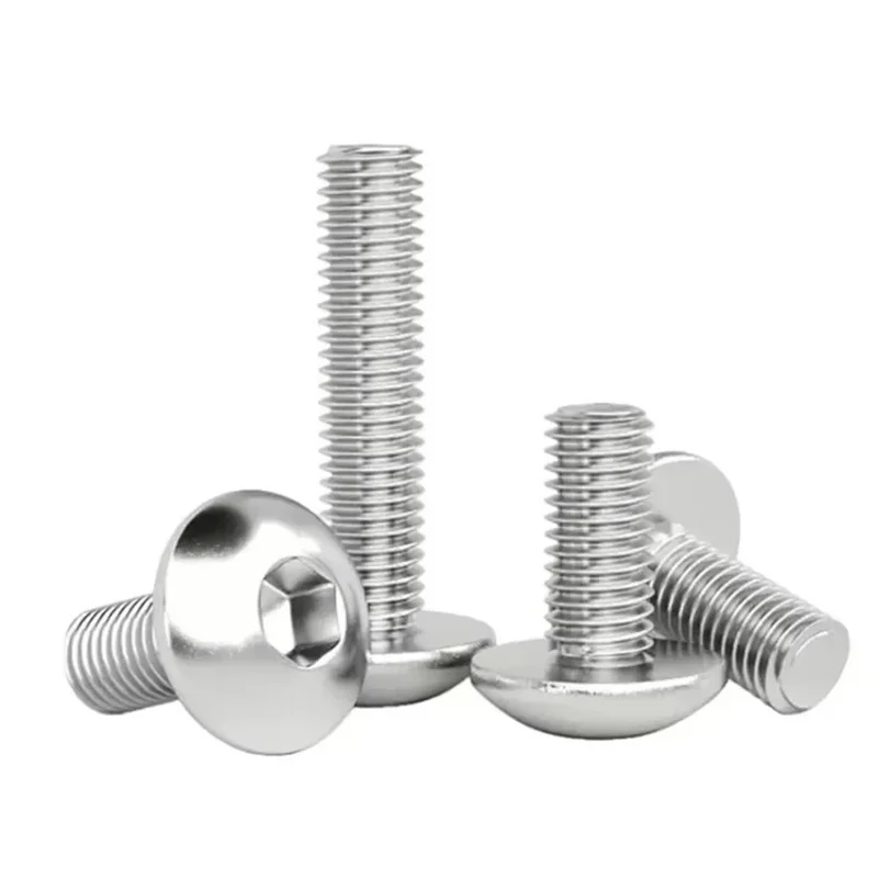 10pcs 304 Stainless steel Big Flat Round Head Inner Hexagon Screw Bolt M6 6mm M5 For Motorcycle Scooter ATV Moped Plastic Cover