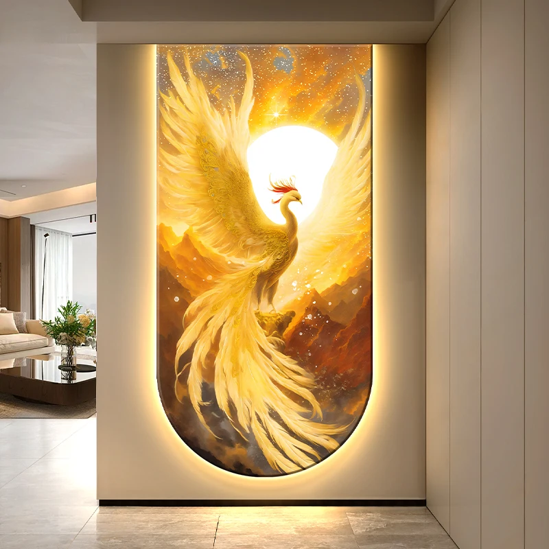 Modern LED Wall Light Lustre Corridor Living Room Dining Room Bedroom Kitchen Phoenix Mural Lamp Home Decoration Indoor Lighting