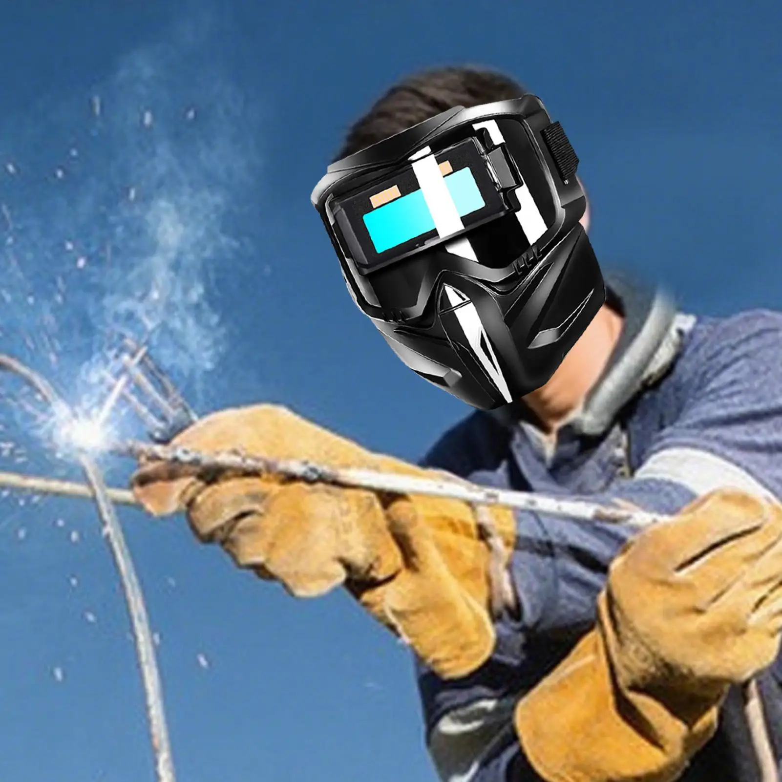 

Auto Darkening Welding Helmet Welding Face Cover Soldering Protective Hood for Pipe Fitters Construction Site Sculpture Projects