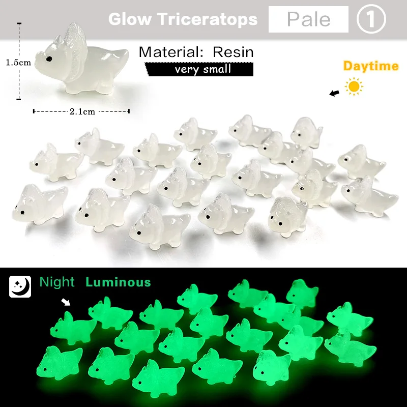 2023 New Luminous Triceratops Dinosaur Glow Resin Figurine Cartoon Animal Model Home Decor Fairy Garden Decoration Accessories